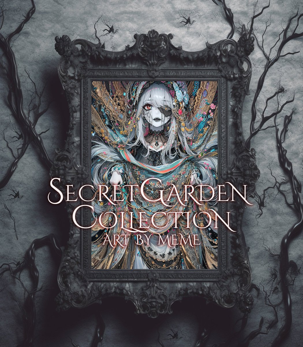 tsukiyo_mana's tweet photo. #SecretGardenCollection UltimateArt
#物の怪ヘブンJP～血影街～

こちらも土日でミント。
3つめ4つめはすでにリスト済です。
双方デザイン違いのモックアップアート袋とじ付。
額装のオリデザのクオリティも激ヤバです。
1つめ2つめもどちらかの額装デザインでモックアップを作成し、袋とじに同封します。