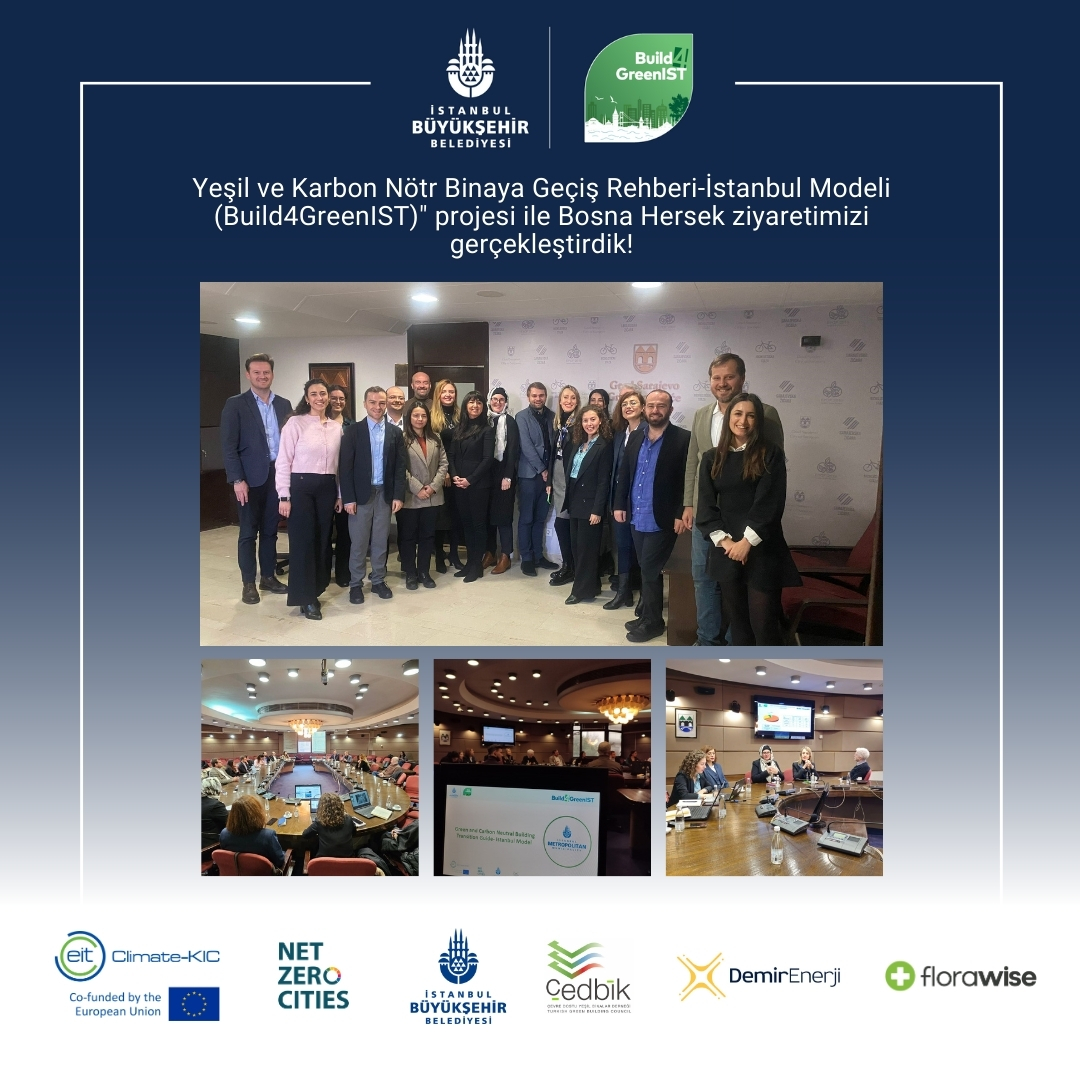 'Yeşil ve Karbon Nötr Binaya Geçiş Rehberi-İstanbul Modeli (Build4GreenIST)' projemizin heyecan veren bir aşamasını tamamladık! İBB İklim Değişikliği Müdürlüğü, ÇEDBİK, Demir Enerji ve Florawise ile birlikte Bosna Hersek–Saraybosna ziyaretindeydik. #Build4GreenIST #NetZeroCities