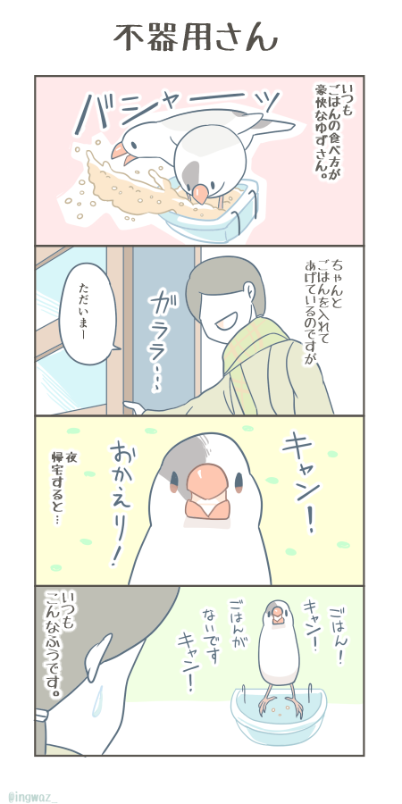 不器用さん。

#漫画が読めるハッシュタグ #Buncho #文鳥 