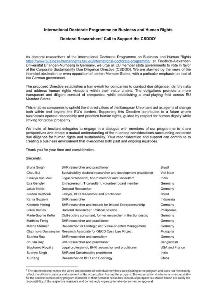 Today could be a historic day for #humanrights. Last-minute negotiations are underway, as #EU Members are about to decide on the Corporate Sustainability #DueDiligence Directive (CSDDD) and establish cornerstones for corporations to respect #FundamentalRights. VOTE YES!