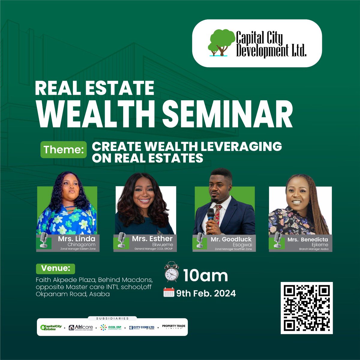 capcitydev's tweet image. Unlocking Financial Success: Join us for a transformative Wealth Creation Seminar and embark on the journey to financial prosperity.

#wealth #ccdl #capitalcityestates