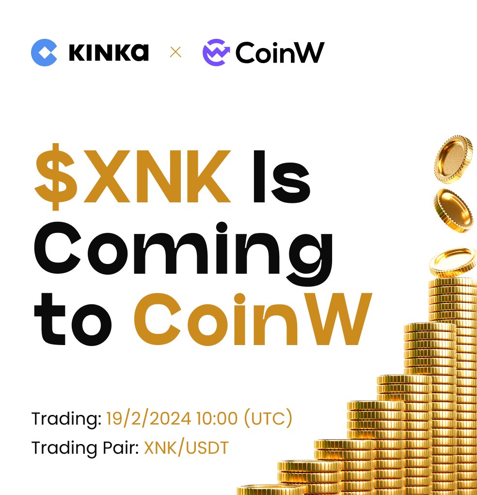 Thrilled to announce that $XNK will be listed on <a href="/CoinWOfficial/">CoinW</a>!

Deposits: 18th of February, 10AM UTC.
Trading &amp; Withdrawals: 19th of February, 10AM UTC.

This marks Kinka Gold's first listing, opening the doors to retail adoption of on-chain gold.