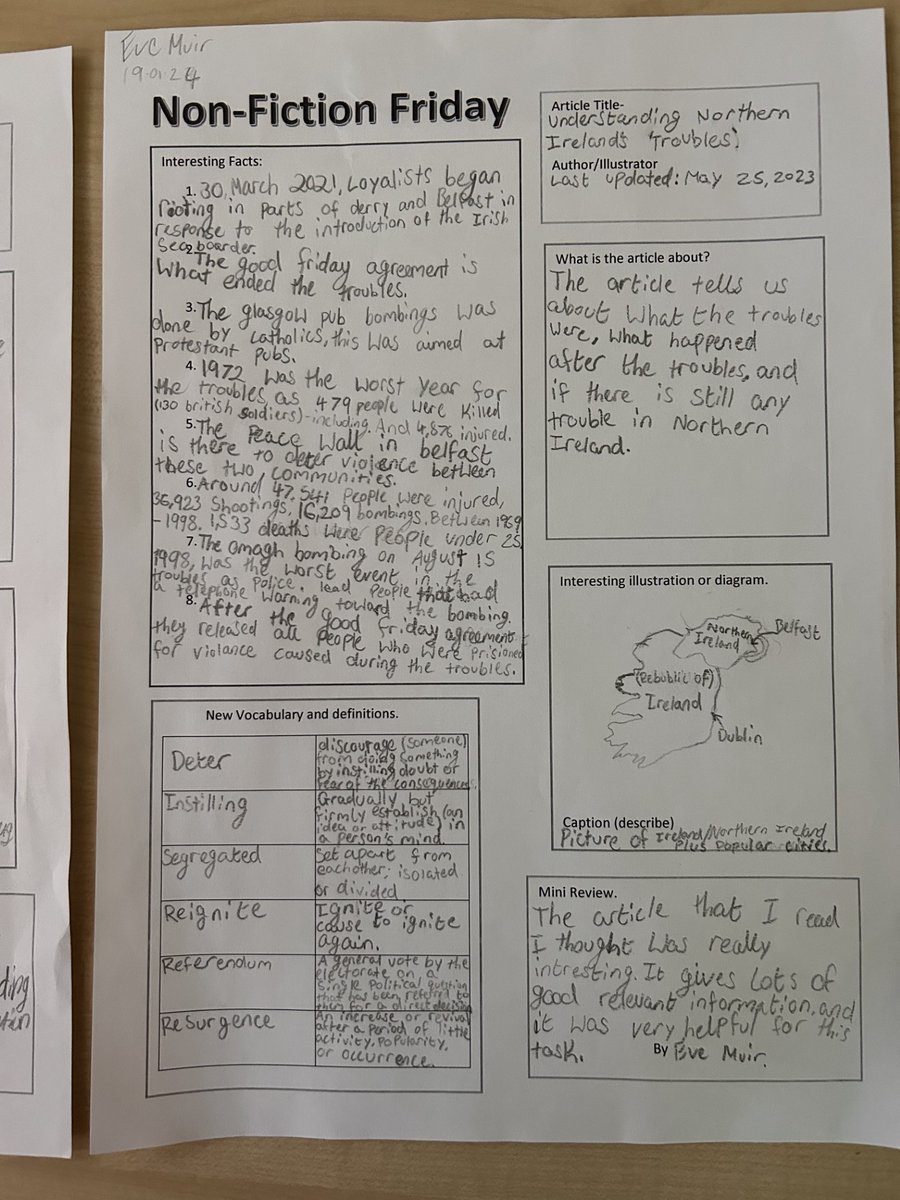 InvyEnglish's tweet photo. Non-Fiction Friday example - S2 studying 'Across the Barricades' have been researching the Troubles in Northern Ireland! https://t.co/ua4x7tPMoQ