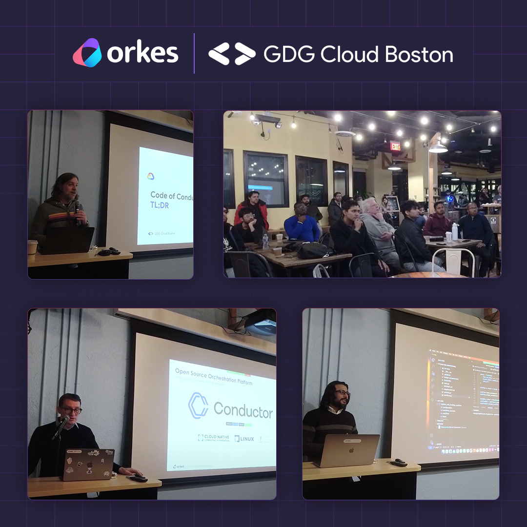 🚀🔗 Just concluded an awesome #Microservices &amp; Distributed Applications Meetup in Boston! 🇺🇲✨

Massive thanks to all attendees! Special shoutout to <a href="/opoupeney/">Olivier Poupeney</a>, Abhishek Gupta &amp; <a href="/lukwam/">Lukas Karlsson 🦋</a>.

We are coming to your city 👉 orkes.io/events/

<a href="/GDGCloudBoston/">GDG Cloud Boston</a>