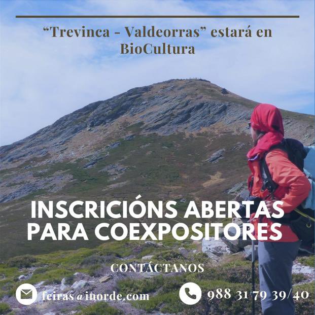 📢 O xeodestino “Trevinca-Valdeorras” xestionado polo Inorde - Deputación de Ourense participará en BioCultura para promocionar os productos ecolóxicos e ecoturísticos dos concellos que o integran.