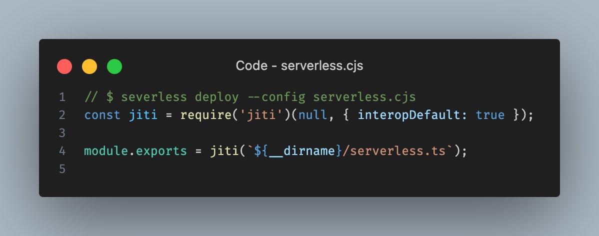 Quick workaround to get Serverless working with ESM and TypeScript.