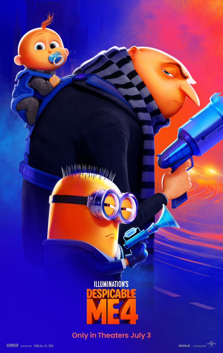 FilmNewsNos's tweet photo. 🎬 Here’s the NEW POSTER for #DespicableMe4! Starring #SteveCarell #KristenWiig #MirandaCosgrove @DanaGaier #MadisonPolan #WillFerrell #SofiaVergara @JoeyKing #StephenCobert #ChloeFineman #PierreCoffin #SteveCoogan #ChrisRenaud
In theaters July 3, 2024
@Minions https://t.co/JOMP0pnaKC