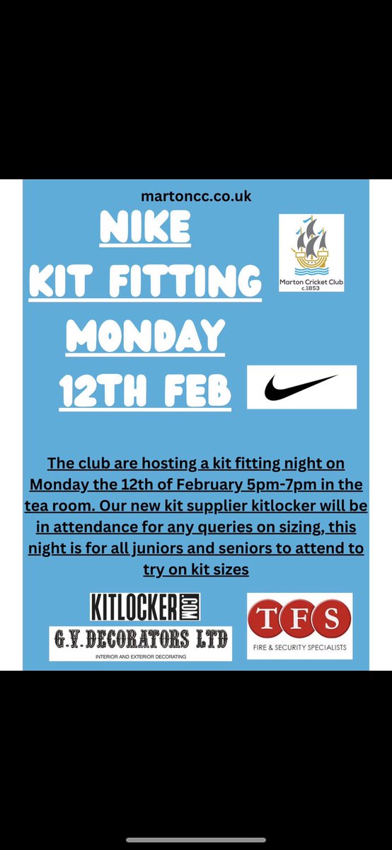 ‼️ Kit Night at Marton CC ‼️