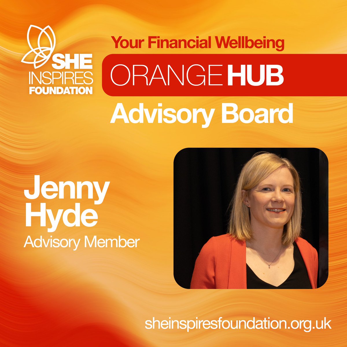 Excited to announce Jenny Hyde's addition to the SheInspires Financial Wellbeing Advisory Board! 

As an Orange Champion and instrumental force behind our Aviva Community Fund nomination, her commitment to Let's Talk Money-Orange Hub is truly commendable. 

Welcome, Jenny!