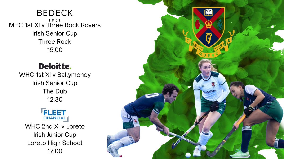 QUBHC's tweet photo. Huge weekend for Queen’s Hockey
Women’s 1s play ISC at home against Ballymoney while our Men’s 1s and Women’s 2s travel to Dublin to play Three Rock Rovers and Loreto respectively. 
Good luck to coaches, management and players 🟢🔵🏑 https://t.co/RQ4oUuYxii