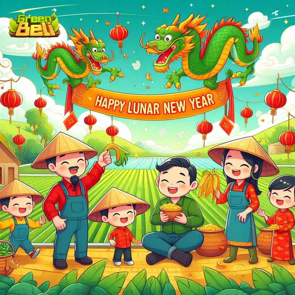 🎊 LOOKING BACK ON OUR ACCOMPLISHED YEAR 🎊 We dedicated our hearts to growing our Farm, preparing to lead the #RWA. Green Beli also developed and maintained the game's several features. 🎉 Thank you for the journey, Greenbies. Happy Lunar New Year - Year of the Dragon 🐉