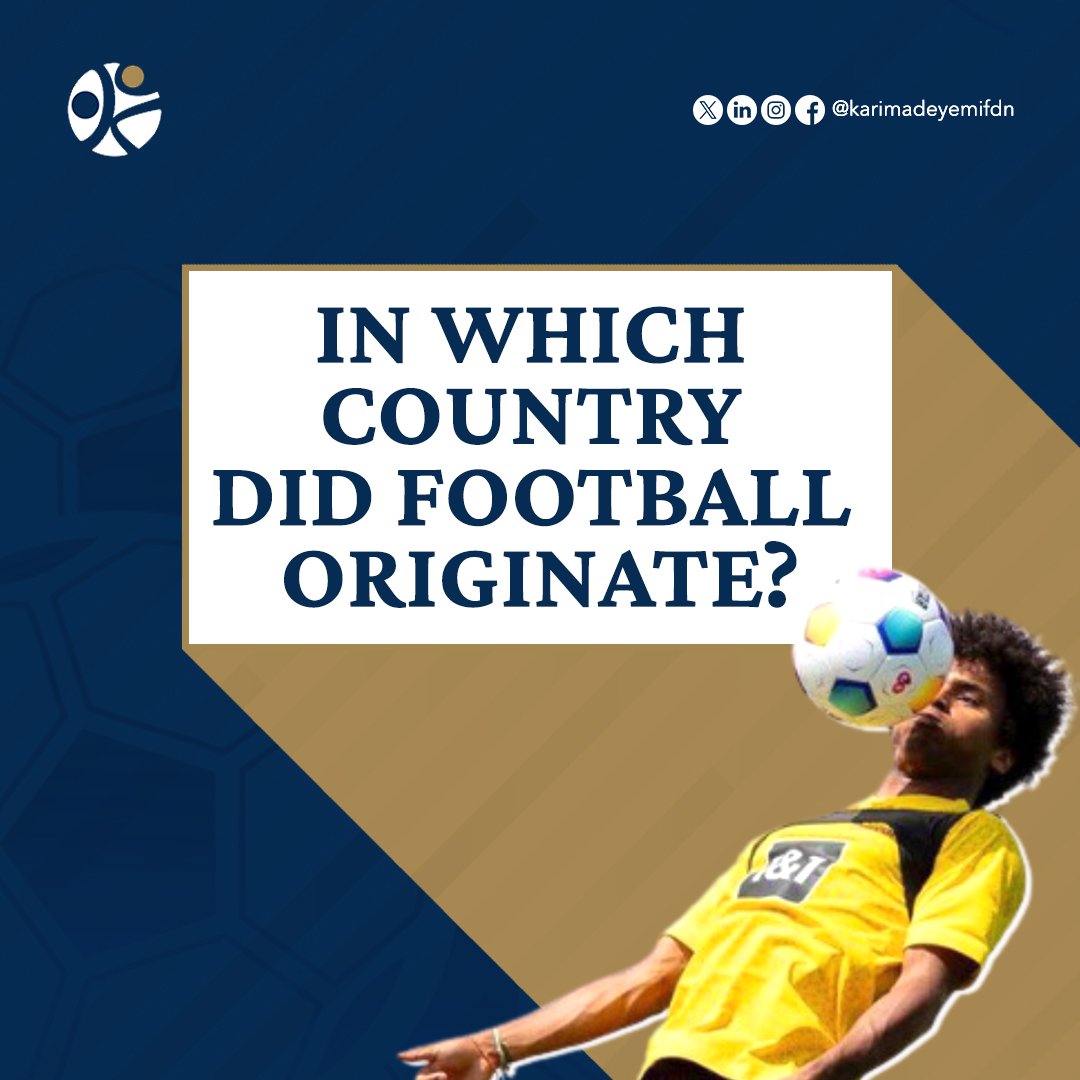 How well do you know the sport you love? Tell us where football started and win our T-shirt. 

#KAF #KarimAdeyemiFoundation #footballhistory #football #footballfunfact
#Osimhen