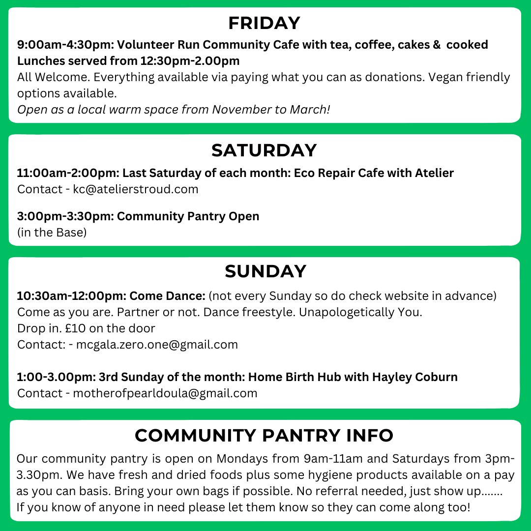 We have so many great activities taking place regularly at our Trinity Rooms Community Hub where everyone is welcome! Our website's activity calendar shows what's on, when, and in which of our hub's spaces. Check it out today at: ow.ly/XP5G50Qzv1N #stroud #Gloucestershire