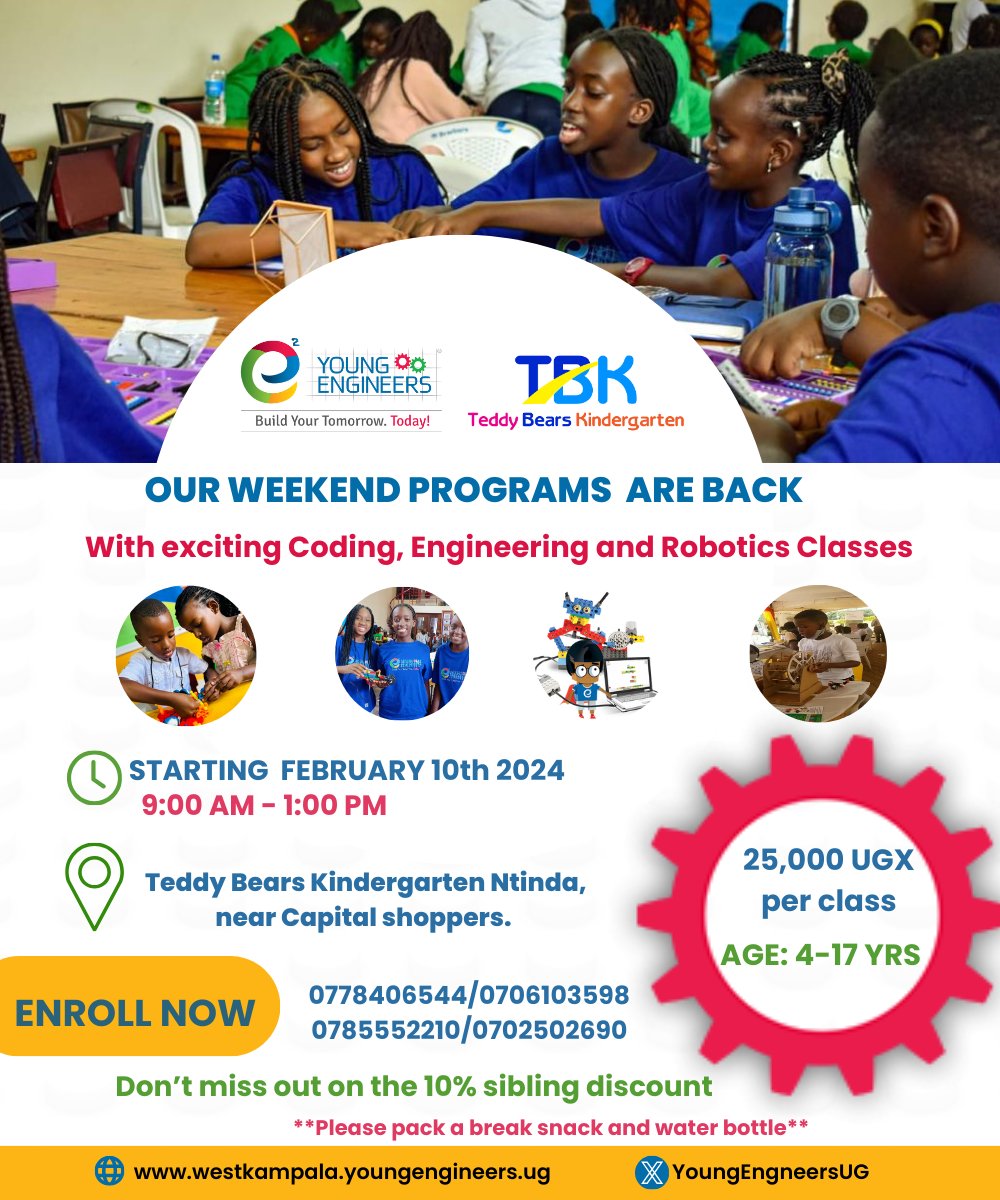 Our weekend #STEAM programs are back. Join us every Saturday at @TBKkindergarten from 9:00am to 1:00 pm for an exciting edutainment learning journey for children aged 4 to 17 years.