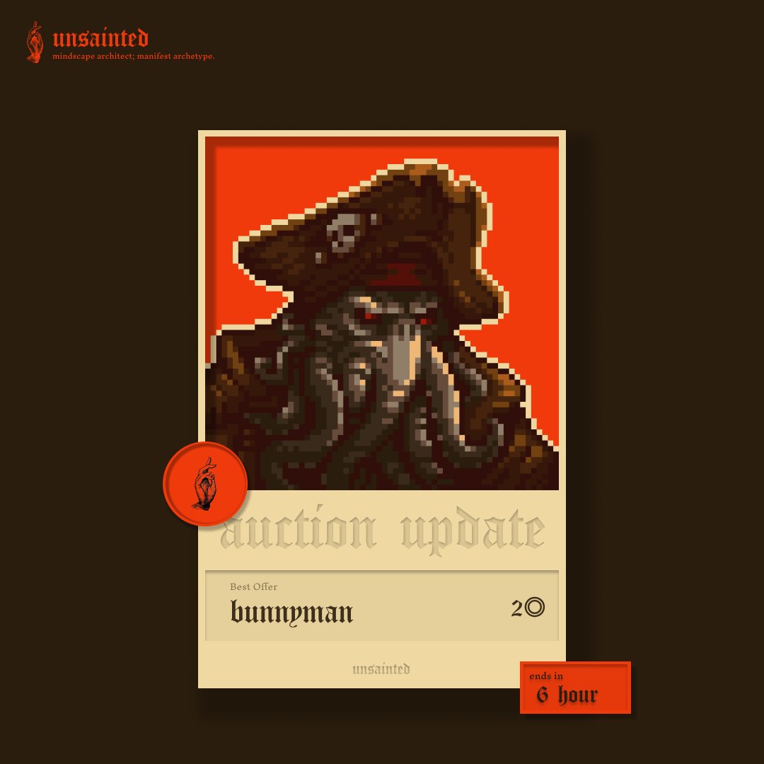 unsainted_____'s tweet photo. 🚨 | 𝐀𝐮𝐜𝐭𝐢𝐨𝐧 𝐔𝐩𝐝𝐚𝐭𝐞!  
//unsainted #23  
  
Highest Bid : 2 SOL  
Duration : 6 Hour    

𝖚𝖓𝖘𝖆𝖎𝖓𝖙𝖊𝖉. https://t.co/DwkyA8Bp6t