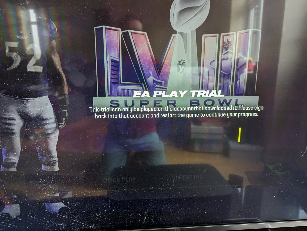 StevenJPetchey's tweet photo. @EAHelp The message keeps appearing every time I load up Madden 24. The game is not a trial and I am signed in to my account!! Please help! https://t.co/H6q7nyTCu4