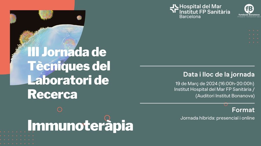 HMarFP's tweet photo. 🔵III Jornada de Tècniques del Laboratori de Recerca. Immunoteràpia
📍 Auditori Institut Hospital del Mar FP
Jornada híbrida, presencial i online.
🗓️ Dimarts, 19 de març de 2024
⏲️ 16 h a 20 h.
Més informaci��:
🔗 https://t.co/xGyKbnzXUU
#immunotherapy #TSLAB
@hospitaldelmar https://t.co/Kew9SnHycB