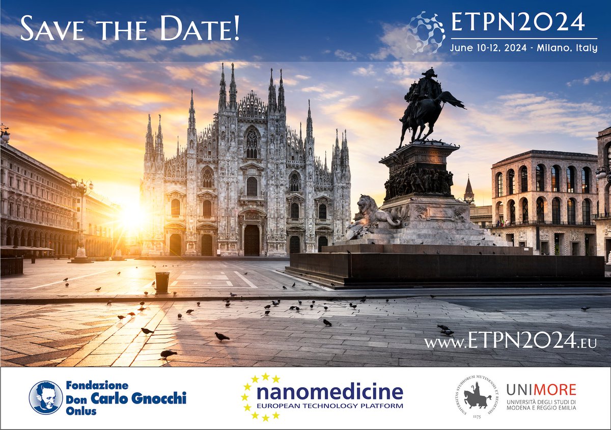 📣 SAVE THE DATE! #ETPN2024 is coming to Milan, June 10-12. Join us for our 19th annual event of the brightest in #nanomedicine. Networking, cutting-edge research, and more await! 🚀 🔜 Stay tuned for registration details & program: etpn2024.eu #Europe #Nanotechnology