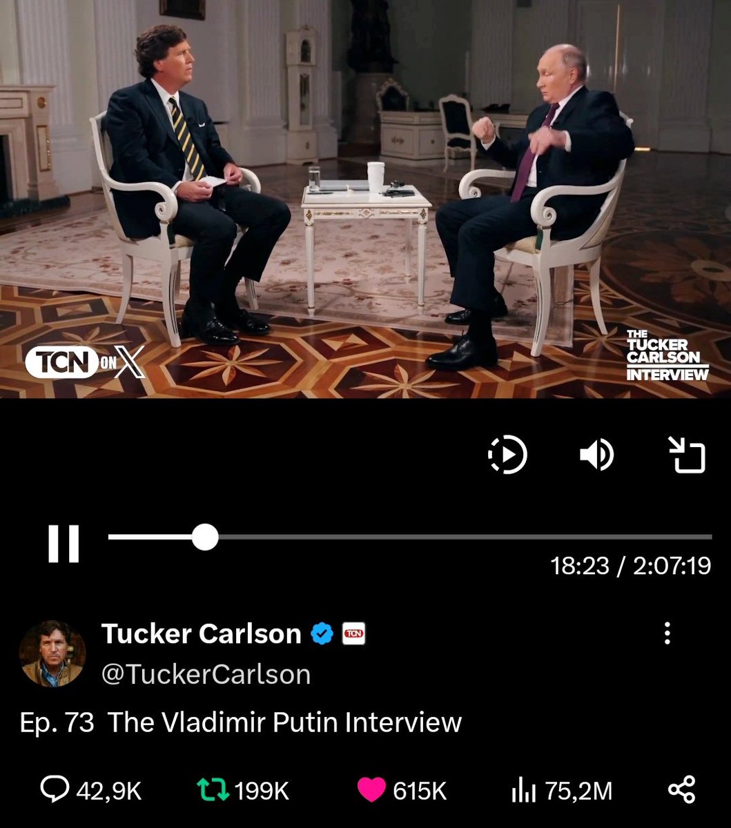 UKRAINEC_DNEPR's tweet photo. top news in the world: an interview with Putin in just the first 9 hours and Tucker Carlson alone was viewed by 75.2 million people. There is great interest in the world. And the totality of all the world's media has already been viewed by hundreds of millions.
Waiting for peace. https://t.co/8oqYXrNFl7