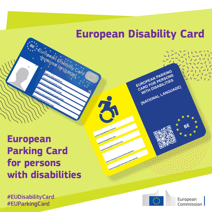The @Europarl_EN and @EUCouncil have reached agreement on the #EUDisabilityCard and the #EUParkingCard.

These cards will ensure:
🔹easier recognition of disability status 
🔹equal access to special conditions & preferential treatment across the EU

See 👉 europa.eu/!cw6RCV