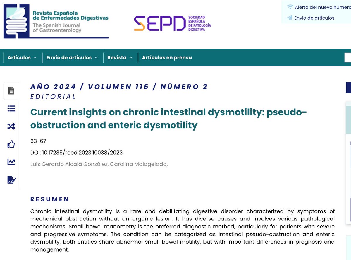 Sociedad Española de Patología Digestiva (SEPD) (@sepdigestiva) on Twitter photo Editorial | <a href="/REEDigestivas_/">Revista Española Enfermedades Digestivas(REED)</a>
📖 Current insights on chronic intestinal dysmotility: pseudo-obstruction and enteric dysmotility
🔗 reed.es/current-insigh…
<a href="/alcala_glez_LG/">Luis Gerardo Alcala Gonzalez</a> <a href="/MalageladaC/">Carolina Malagelada</a>
🔓#OpenAccess Editorial | <a href="/REEDigestivas_/">Revista Española Enfermedades Digestivas(REED)</a>
📖 Current insights on chronic intestinal dysmotility: pseudo-obstruction and enteric dysmotility
🔗 reed.es/current-insigh…
<a href="/alcala_glez_LG/">Luis Gerardo Alcala Gonzalez</a> <a href="/MalageladaC/">Carolina Malagelada</a>
🔓#OpenAccess
