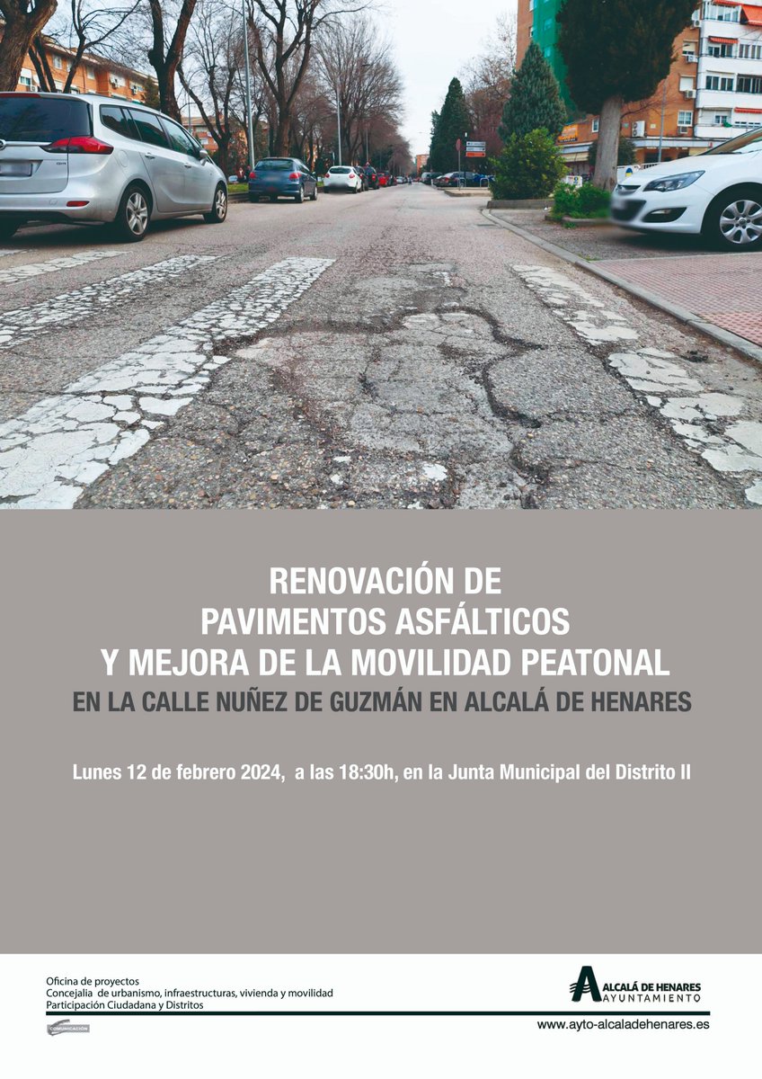 Reunión informativa sobre las obras para la renovación de pavimentos asfálticos y mejora de la movilidad peatonal en la C/ Núñez de Guzmán

📅 Lunes 12 de febrero
📍 Junta Municipal Distrito II
🕞 18:30hs