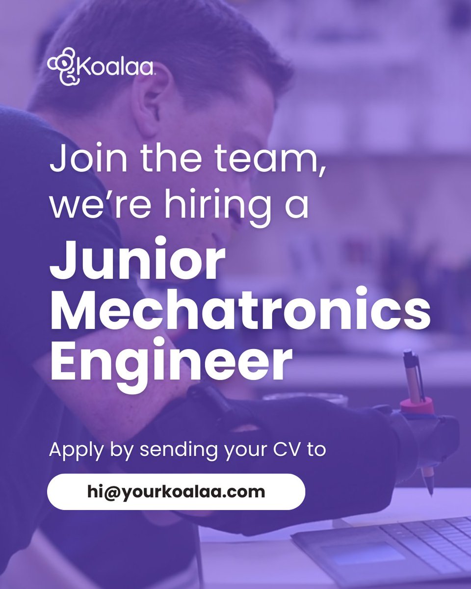 Would you like to join the Koalaa team? 🐨 We have an opening for you to join us as a Junior Mechatronics Engineer! 🦾 For more information, click here - linkedin.com/jobs/view/3825… Apply via email to hi@yourkoalaa.com #wearehiring #LimbDifference #Prosthetics #JobVacancy