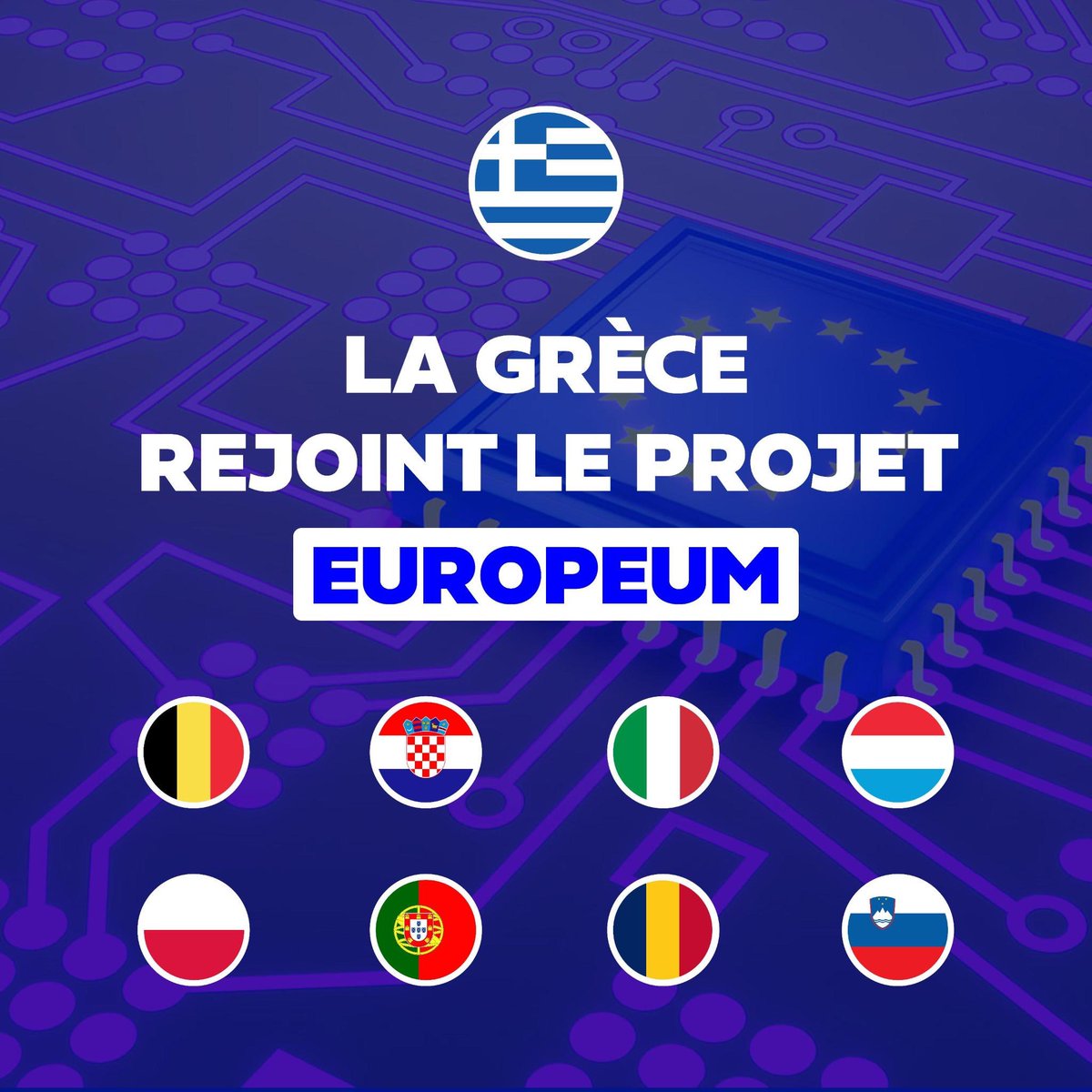 Europeum, le projet de blockchain européenne porté par la Belgique, s’agrandit avec l’arrivée de la Grèce dans le projet ! 9 pays en sont désormais déjà membres. 🇪🇺 

🖥️ Europeum est une infrastructure technologique qui favorise la conclusion de contrats en ligne et permet