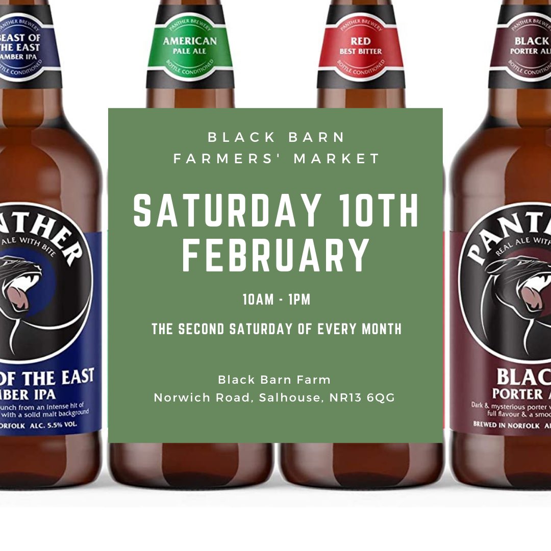 It’s back! See you tomorrow 10-1 at Black Barn Farm in Salhouse for the brilliant monthly farmer’s market. We’ll be there with a great choice of beers to stock up for the rugby 🏉 this weekend!!! Bottles, gift packs and minikegs available of your favourite @Pantherbrewery 🍺!
