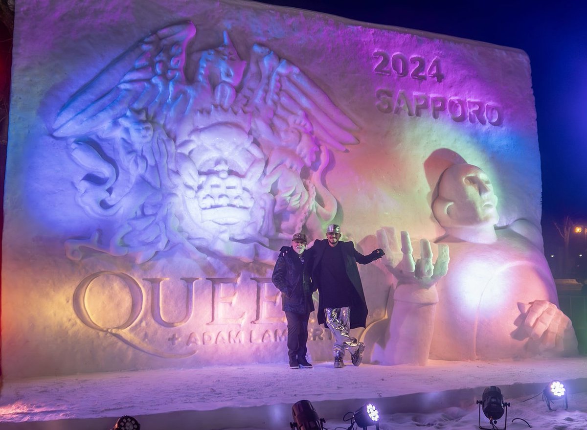AdamL_Daily's tweet photo. 📷|@AdamLambert and Roger Taylor posing in front of their snow sculpture at Sapporo Snow Festival! 

Via CMP_official https://t.co/fcjWyQNwBO