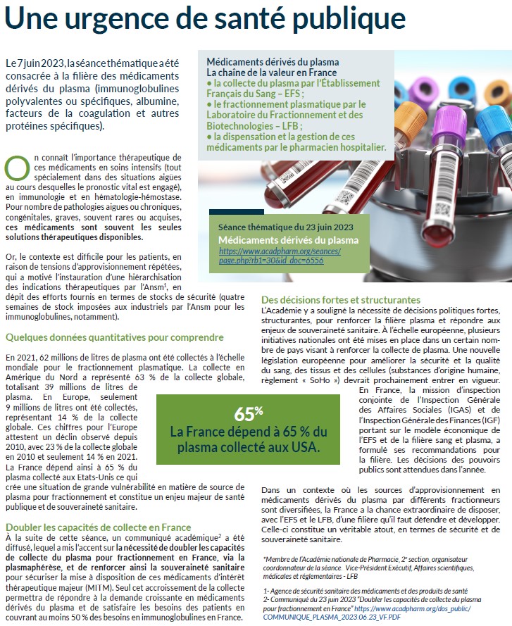 📰Retrouvez dans la revue L’Observatoire, l’interview de Patrick Delavault du @Groupe_LFB, sur la nécessité d’accroître les dons de plasma en France pour renforcer la souveraineté sanitaire en #médicaments dérivés du plasma.