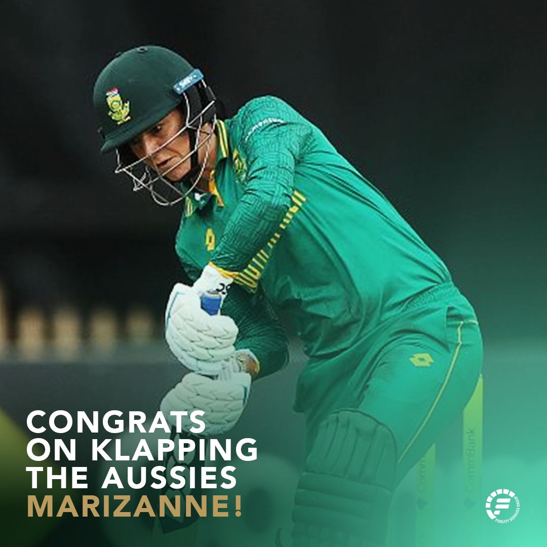 Fidelity_Secure's tweet photo. Well done on smashing it out of the park to secure a historical win in Sydney, Marizanne Kapp π₯Weβre proud of you! #FidelitySecurity #ProteaFire #AlwaysRising https://t.co/JVsIILXfTP