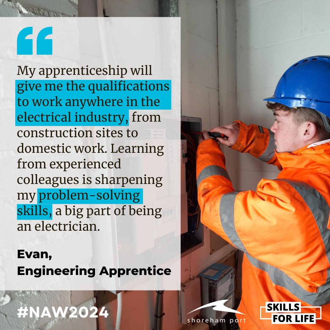 shoreham_port's tweet photo. Unlock limitless possibilities for your professional growth and gain transferrable skills through an #apprenticeship, just like our Engineering #Apprentice, Evan!

#NAW2024 #SkillsForLife #CareersInMaritime #YoungEngineer @Apprenticeships @saferports
@MUKCareers @MaritimeUK https://t.co/3aoiqd38Gr