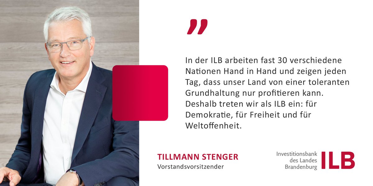 ilb_wirfoerdern's tweet photo. Als Förderbank setzen wir Fördermaßnahmen für das Land #Brandenburg um. Dafür brauchen wir stabile politische Verhältnisse. Daher unterstützen auch wir die Initiative und hoffen, dass viele Brandenburger*innen mitmachen: ➡️ https://t.co/GjdEio7hCE

#wirfördern #ILB @zeigthaltung https://t.co/8O52eRpDG8