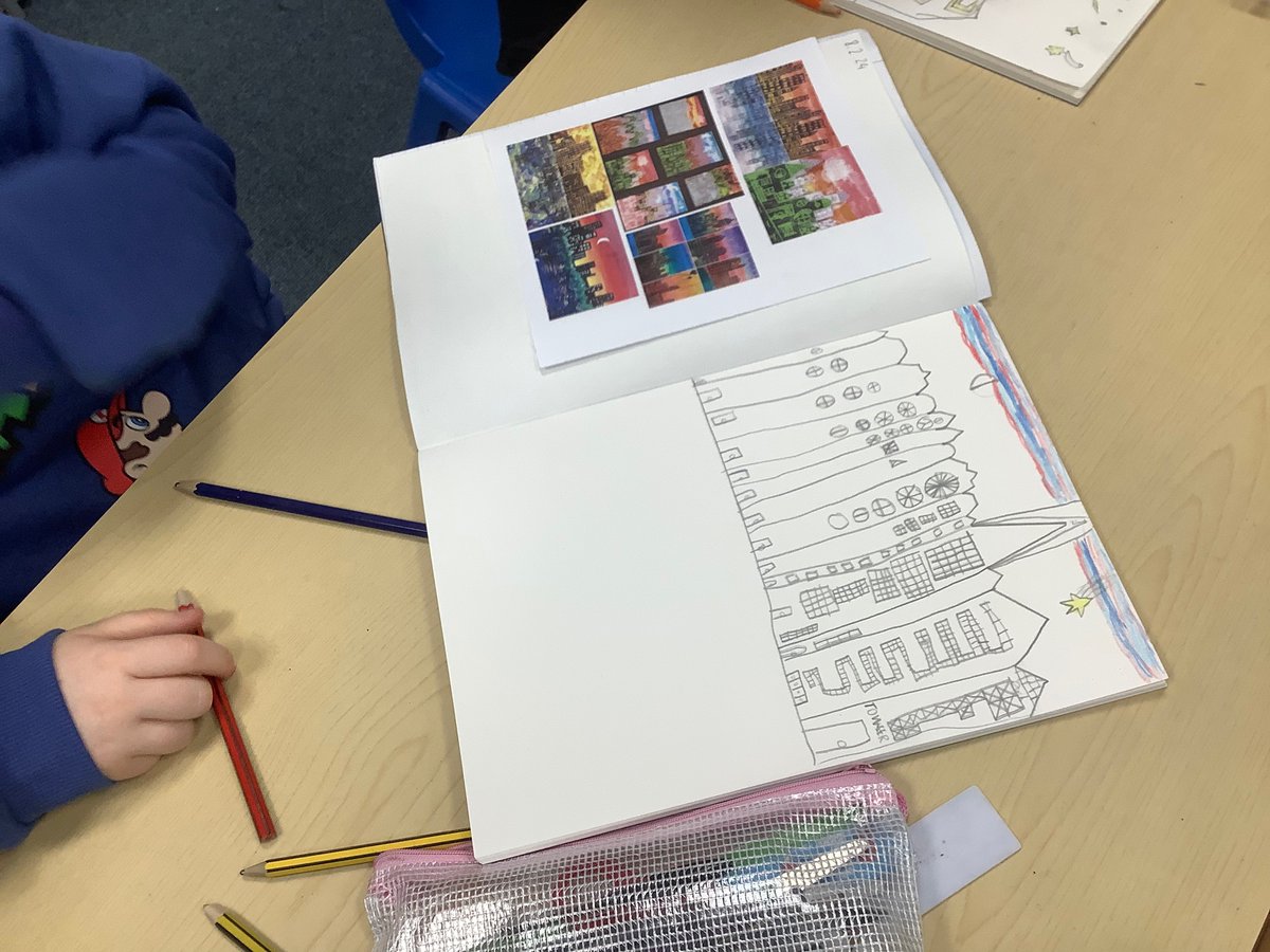eshceprimary's tweet photo. Class 2 have been busy creating their designs to make a cityscape print based on the artists Monet and Van Gough https://t.co/jCeWCcZs8t