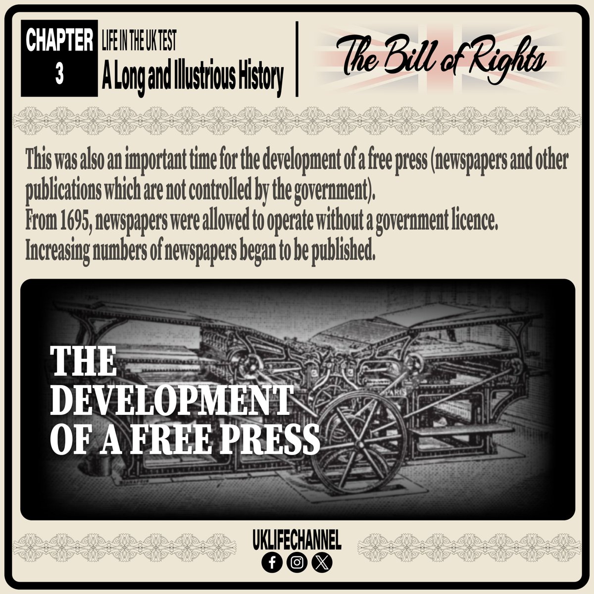 LIFE IN THE UK TEST
The Development of a Free Press
#uklifechannel #lifeintheuktest #unitedkingdom #Britain #greatbritain #england #scotland #wales #northernireland  #williamoforange #GloriousRevolution #parliament #Protestants #TheBillofRights #FreePress #newspaper #publication