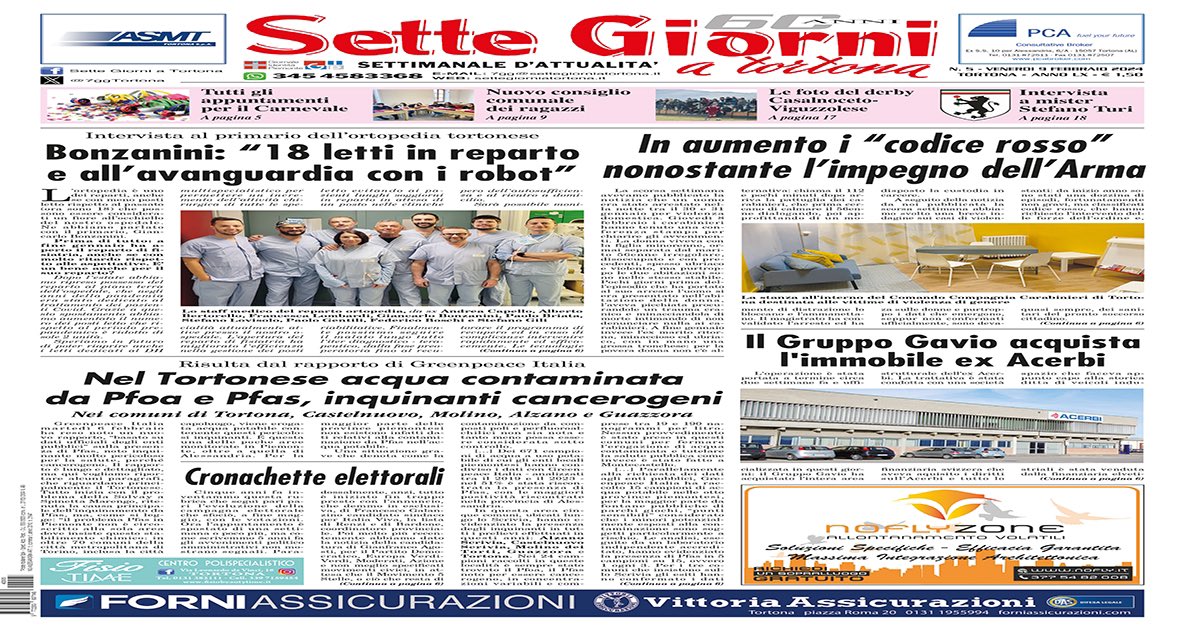𝗟𝗔 𝗣𝗔𝗚𝗜𝗡𝗔 𝗙𝗟𝗔𝗦𝗛 𝗗𝗜 𝗦𝗘𝗧𝗧𝗘 𝗚𝗜𝗢𝗥𝗡𝗜
𝗡.𝟱 𝗱𝗲𝗹 𝟵.𝟮.𝟮𝟬𝟮𝟰
➡️ settegiorniatortona.it/2024/02/09/la-…