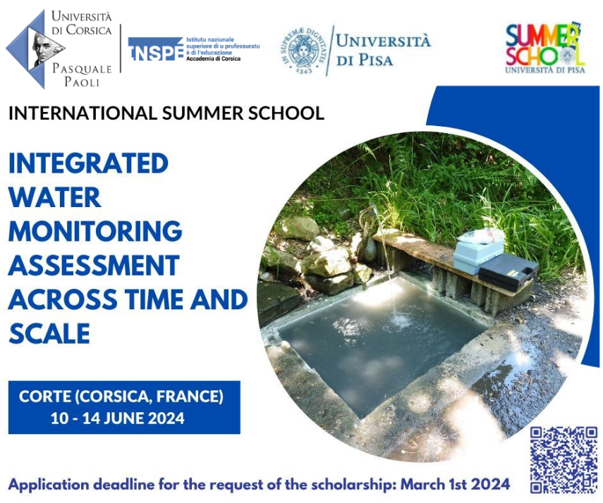 #UnivCorse et <a href="/Unipisa/">Università di Pisa</a> organisent du 10 au 14 juin à Corte, une Summer School Internationale « Integrated Water Monitoring Assessment Across Time and Scale ».

Les candidatures peuvent être faites jusqu’au 1er mars.

👉 Plus d'infos : actu.universita.corsica/plugins/actu/a…
