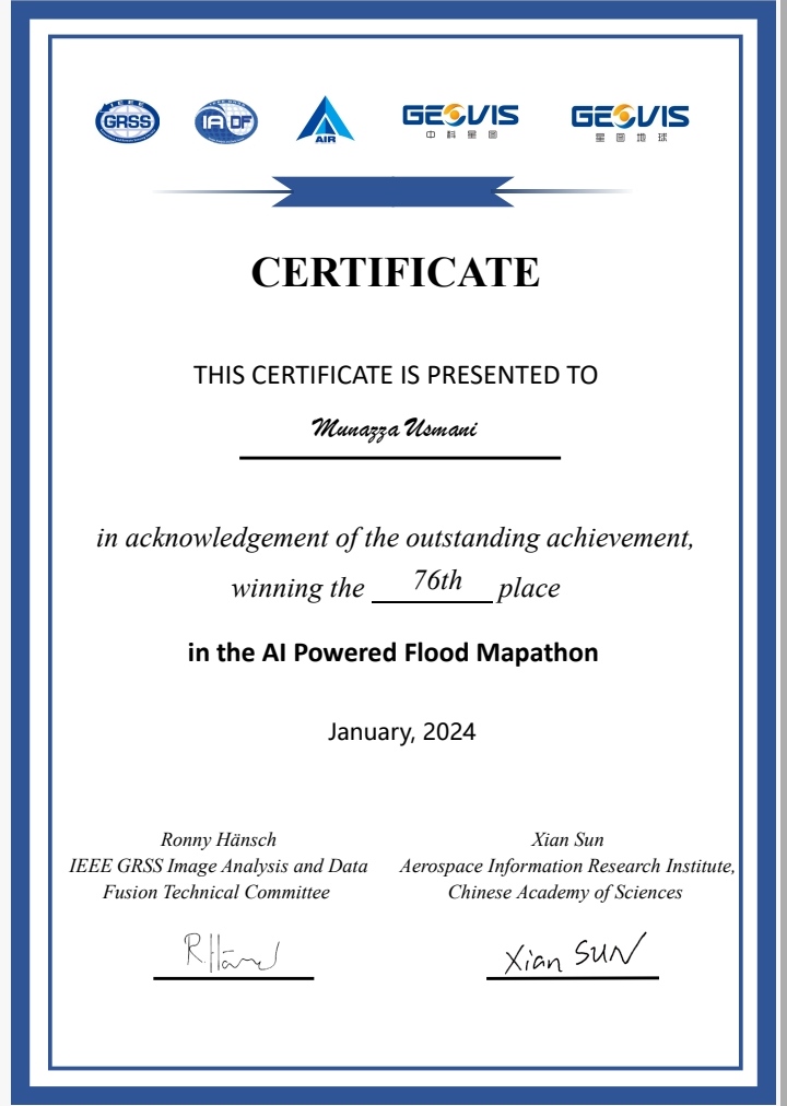 🌟 Excited to share that I've secured a spot in the #top100 of the Flood Mapathon competition! 🏆🌍 Grateful for the opportunity to contribute to an impactful project. Big thanks to the AI-Powered Flood Mapathon Committee! 🙌 #FloodMapathon #Top100 #DataForGood #Achievement🎉
