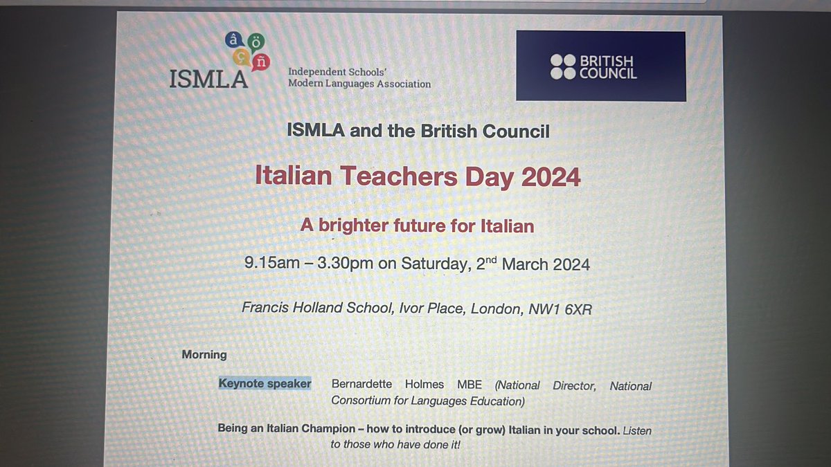 University teachers are warmly invited to attend the next Italian Teachers Day on Saturday 2nd March to learn more about how schools and universities can work together to promote Italian. For registration: teachitalian.co.uk