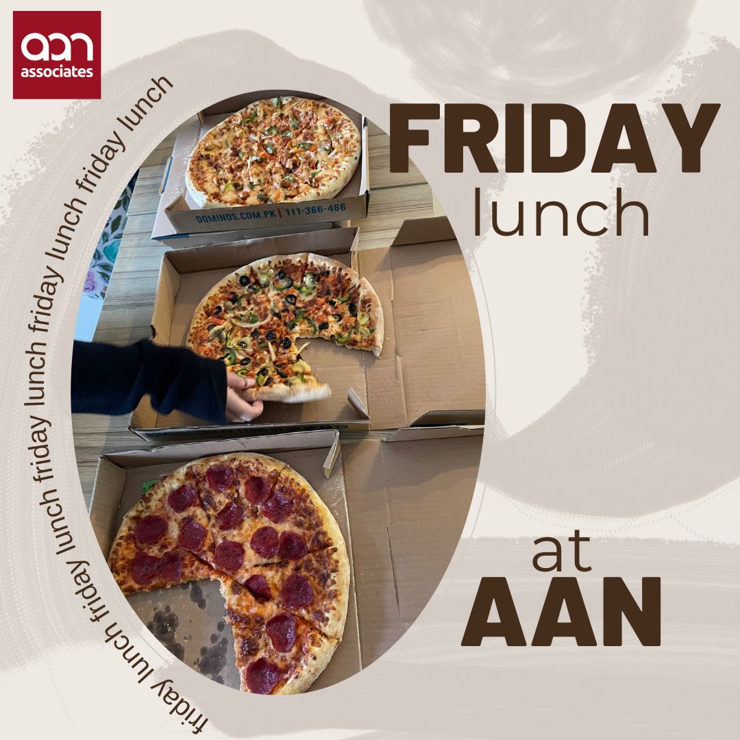 InfoAAN's tweet photo. Friday just got better with pizza on the menu at AAN Associates!

Here's to creating memories, one slice at a time! 🍕

#AANAssociates #FridayLunch #PizzaFridaysAtAAN https://t.co/Vo672vKUpz