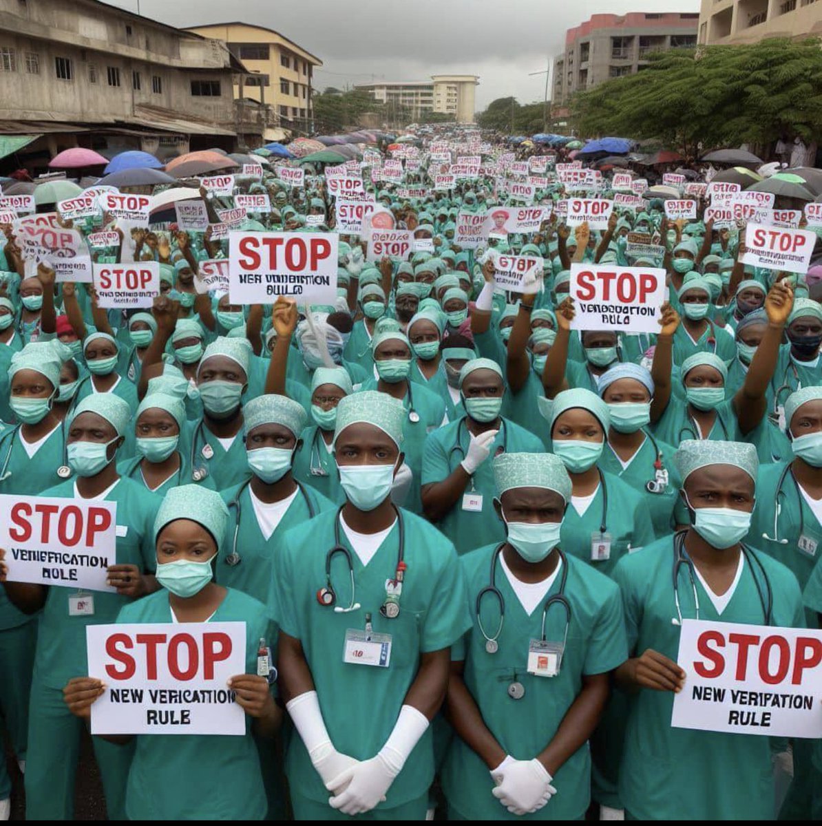 ogunmusi's tweet photo. Day 2.

Spread the word.

Nurses from all walks of life should  come and defend the profession.

We would not be caged !

We would not be enslaved !

We demand proper remuneration !

We say #NotoNMCNVerification #NotoNMCNverificationrules https://t.co/FOLQjo5yrE