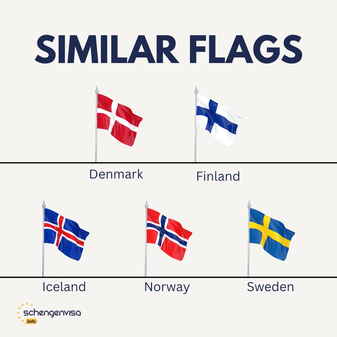 🇩🇰 🇫🇮 🇮🇸 🇳🇴 🇸🇪 #similarflags #flag #flags #nordic #scandinavian #denmark #finland #iceland #norway #sweden #schengenvisainfo