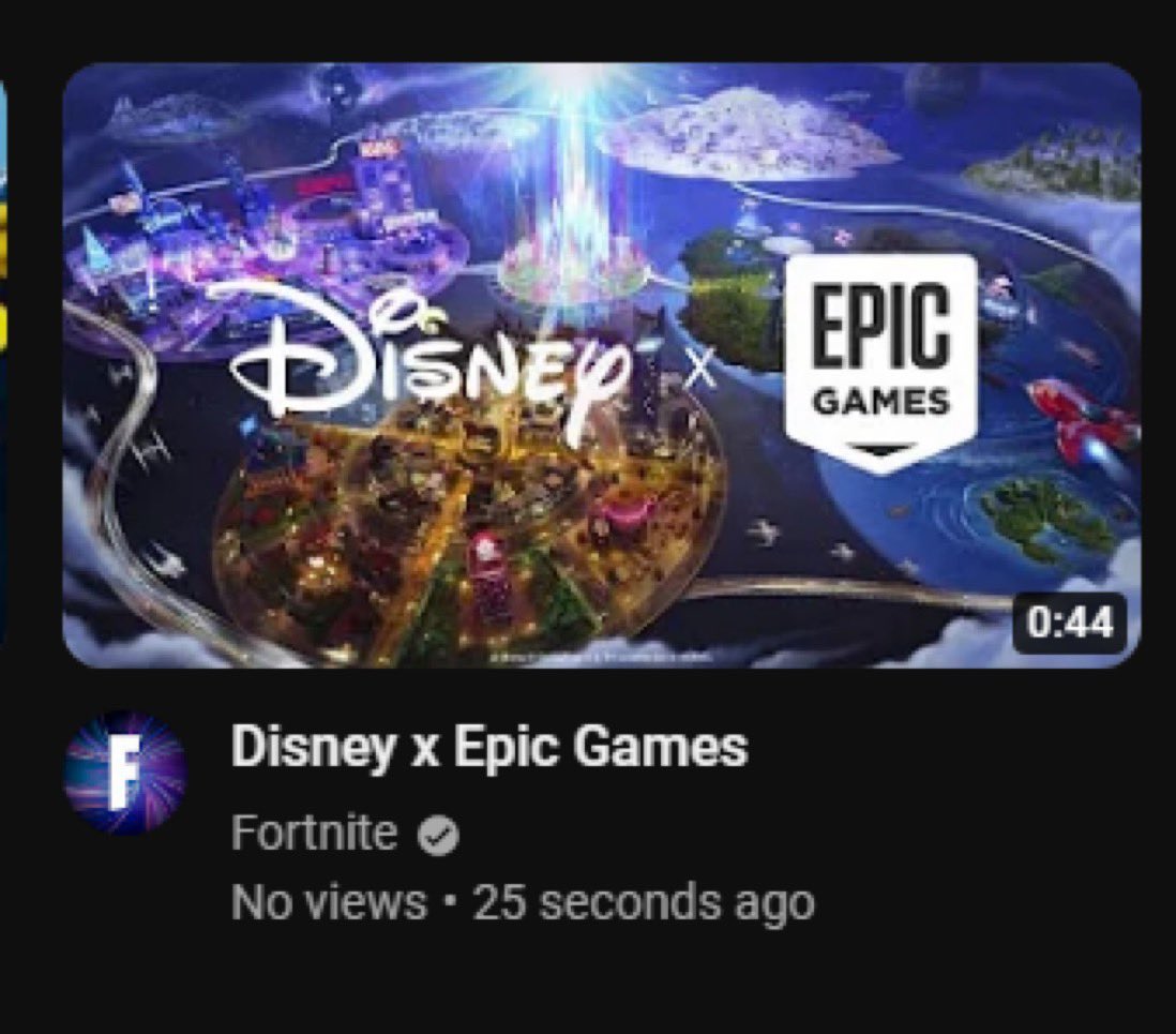 1Dienow's tweet photo. Epic Games accidentally uploaded and quickly took down a video called "Disney x Epic Games".

Retweet and like🩵

#epicgames #fortnite #FortniteOG #vbucks #fortniteitemshop #FortniteArt #fortnitexdisney #starterpacks #disney #trending2024 https://t.co/p0Af9M2l4m