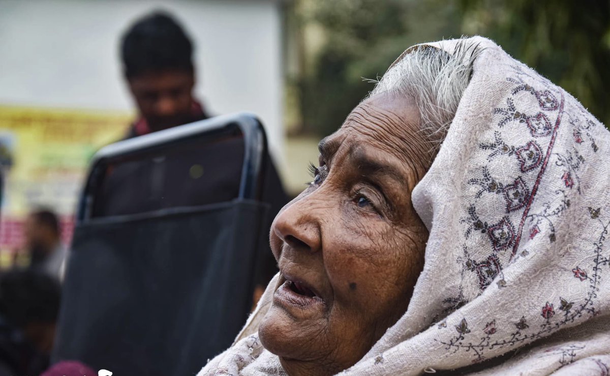 There is no better sight than getting to see a centenarian's smile of satisfaction. 
This 110 year old mother reached  'Jaipur Foot Camp' organised by the District administration &amp; received a wheel chair.
Her smile &amp; blessings are the major encouragement for our future endeavours