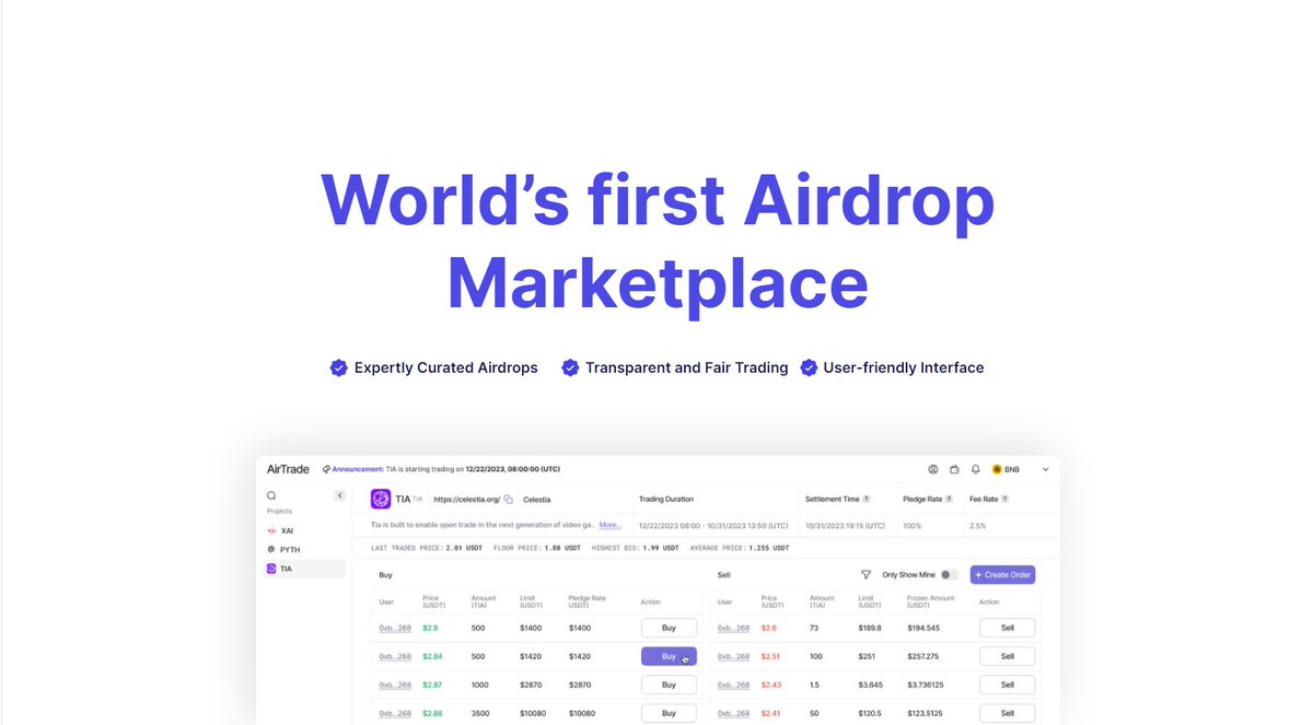 AirTrade_'s tweet photo. 1/ Introducing: AirTrade 🪂

The World’s First Airdrop Marketplace.

✅Unlock pre-launch liquidity
✅Enjoy a seamless UX
✅Never miss an airdrop opportunity again https://t.co/ghu68SlQgF
