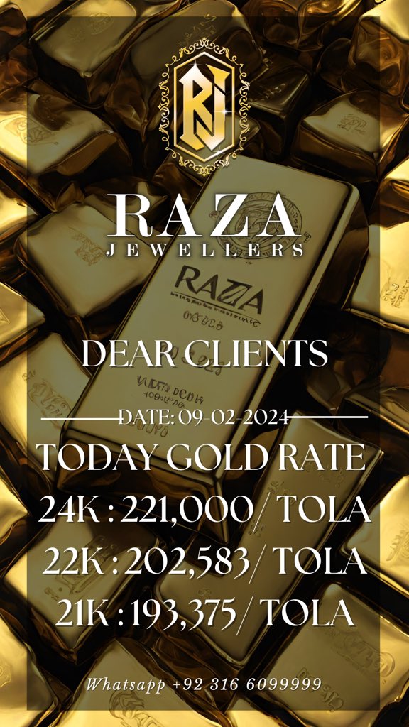 Today Gold Rate 09-feb-2024 📍Liberty Market Lahore #goldjewellery #gold #jewellery #bridaljewellery #diamondjewellery #jewellerydesign #fashion #weddingjewellery #necklace #earings #rings #diamonds #trafitionaljewellery #instagram #Raza_jewllers_24 #designerjewelr