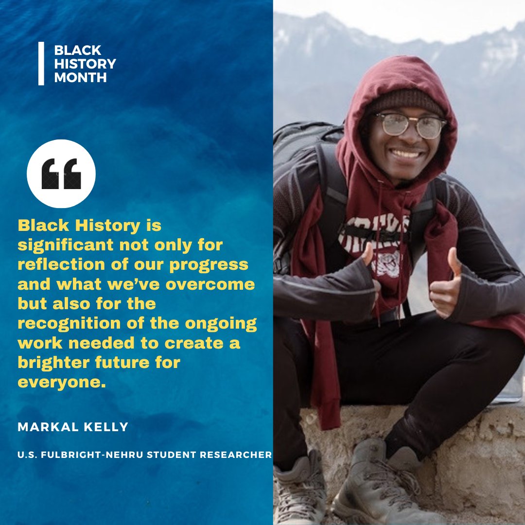 #BlackHistoryMonth U.S. #Fulbright-Nehru Student Researcher Markal Kelly is examining how social systems like religion were created to answer life’s existential problems and how sacred religious rituals are to different civilizations: bit.ly/3OERXIa