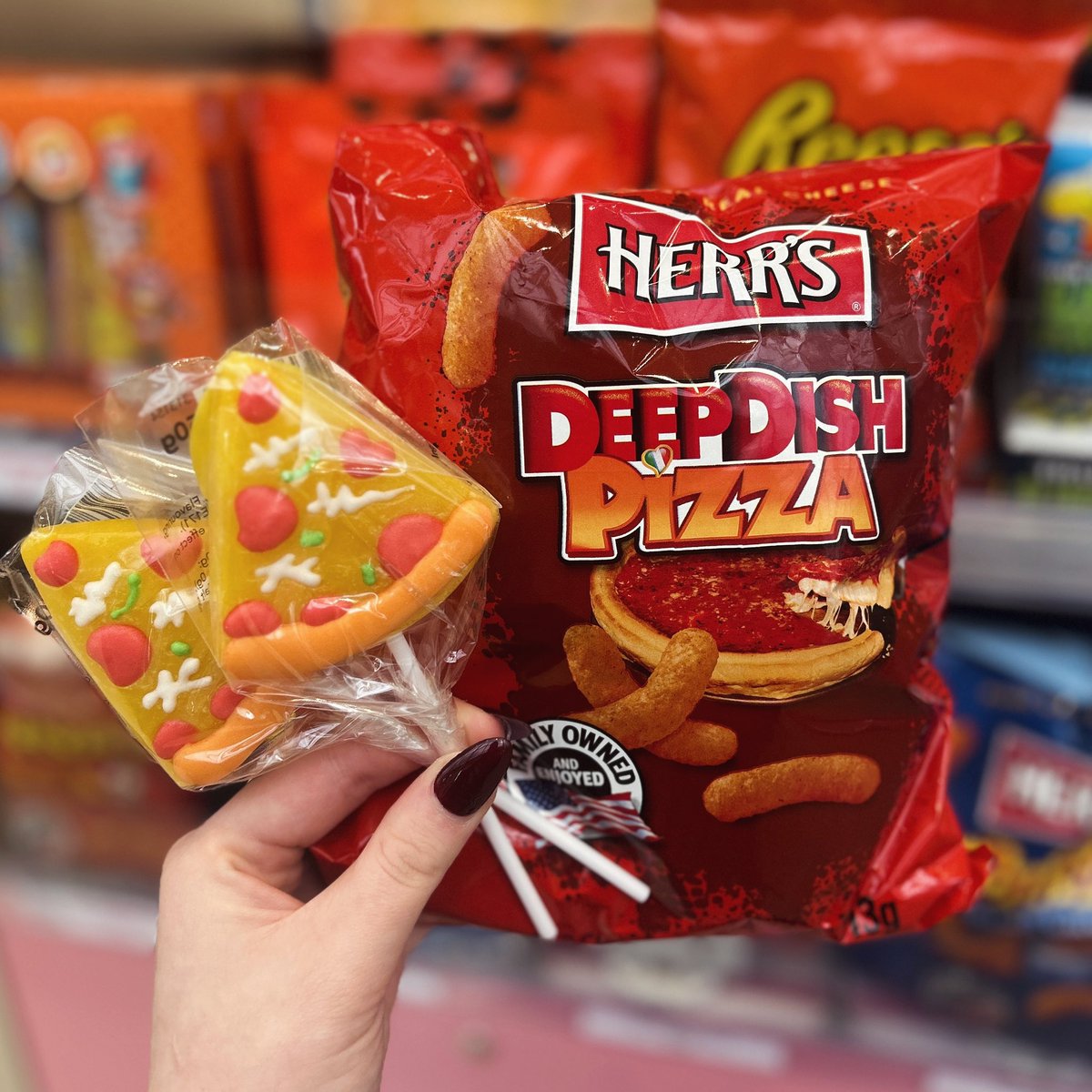 Happy #NationalPizzaDay 🍕celebrate with our pizza flavoured goodies from Route 66 MK