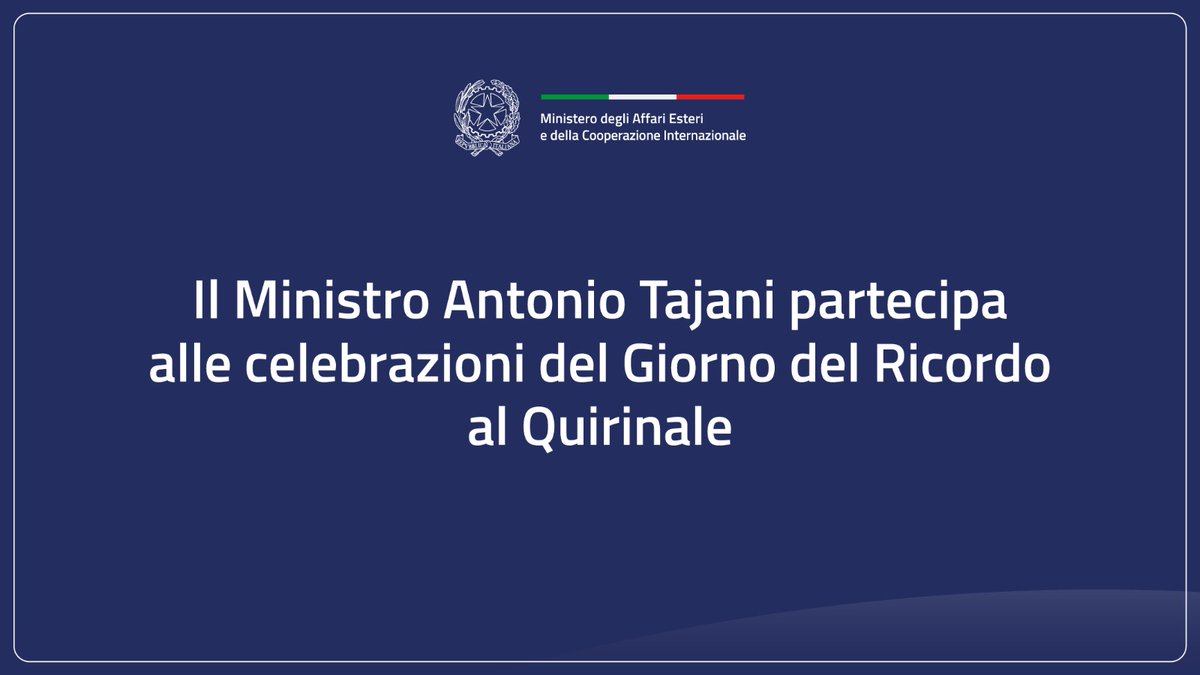 Il Vice PdC e Ministro @Antonio_Tajani interviene alle celebrazioni per il Giorno del Ricordo al Quirinale. 📽️Segui la diretta streaming ⤵️ esteri.it/it/sala_stampa…